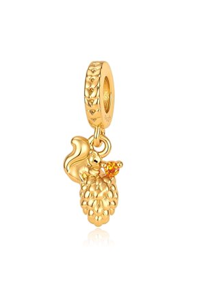 925 Sterling Silver Squirrel Pinecone Dangle Charm For Bracelets & Bangle Pendant Jewelry