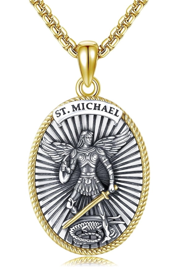 925 Sterling Silver St Benedict/Virgin Mary/Serenity Prayer Pendant Necklace Religious Amulet Jewelry for Men Women
