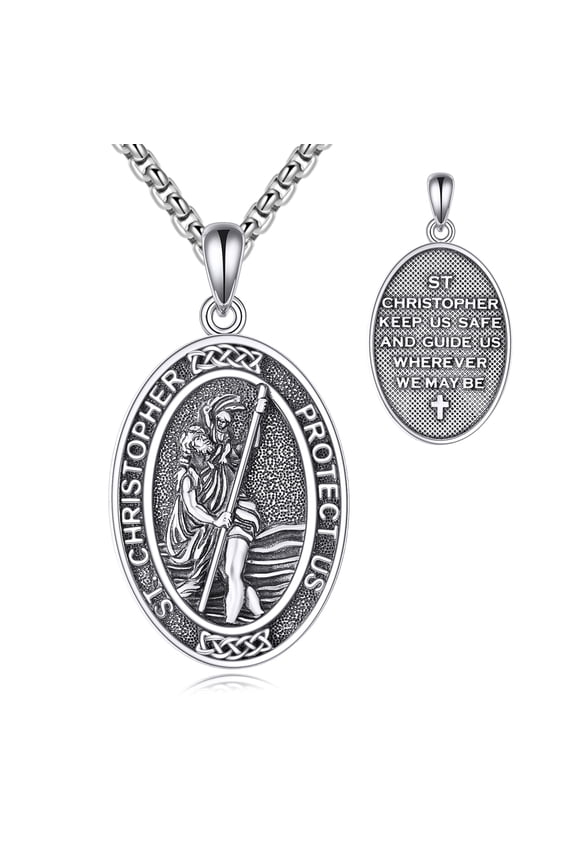 925 Sterling Silver St Christopher Necklace for Women