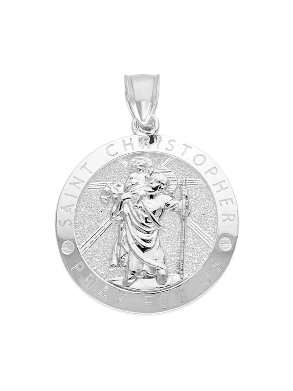 925 Sterling Silver St. Christopher Pendant - Protection Jewelry for Men and Women - Golden Fire Jewelry