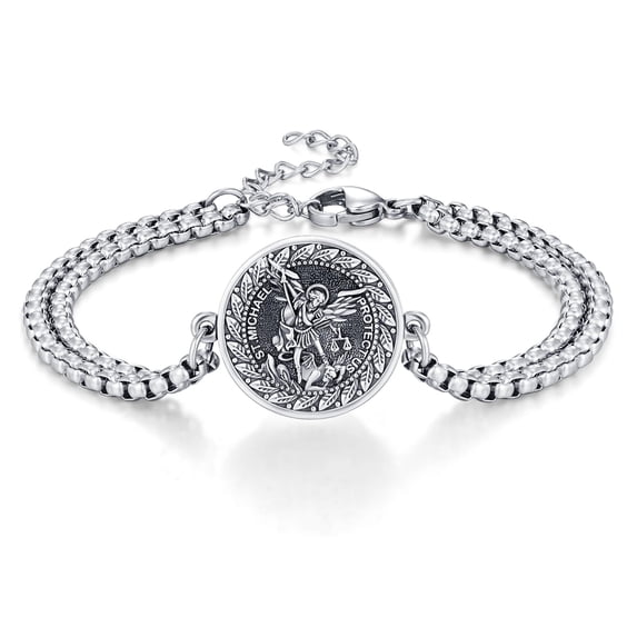 925 Sterling Silver St Michael Bracelet Catholic Religious Bracelet for Men and Women Jewelry Gift