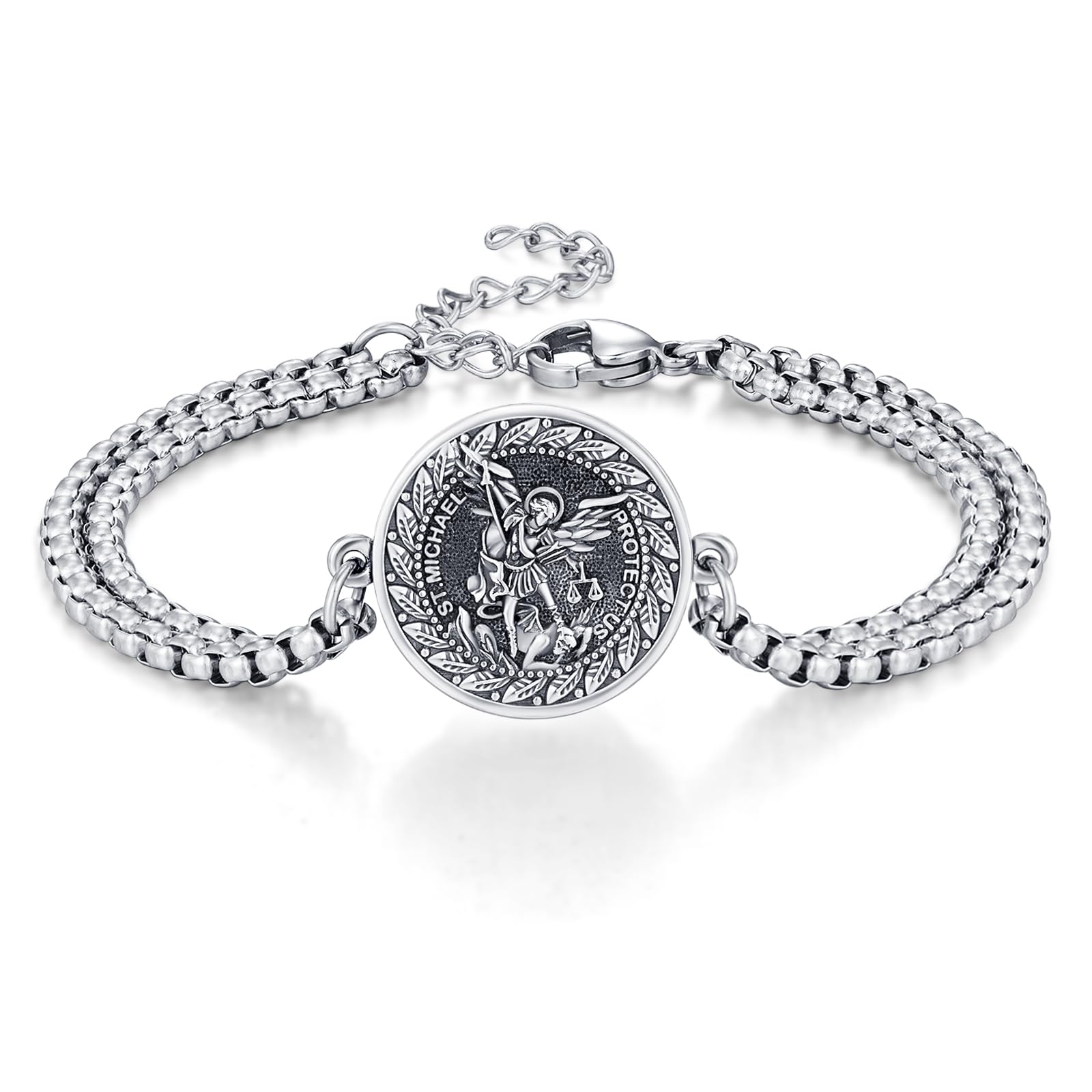 925 Sterling Silver St Michael Bracelet Catholic Religious Bracelet for Men and Women Jewelry Gift