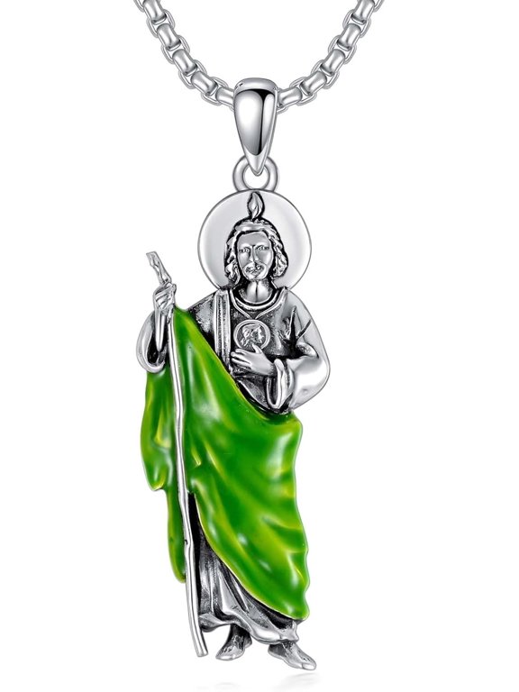 925 Sterling Silver St Michael/St Christopher Oval Round Medal Archangel Cross Necklace with 22”+2” Chain
