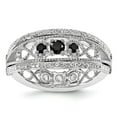 thumbnail image 1 of 925 Sterling Silver Stack Exp Black Sapphire & Created White Sapphire Flip Ring Size: 7; for Adults and Teens; for Women and Men, 1 of 5