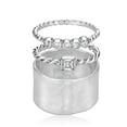 thumbnail image 1 of 925 Sterling Silver Stack Ring With 1 White Square and 5 Round Cubic Zirconia 3 Rings, Stackable, Hypoallergenic, Nickel and Lead-free, Artisan Handcrafted Designer collection, Made In Israel, 1 of 8