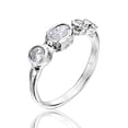 thumbnail image 1 of 925 Sterling Silver Stack Ring With A White Oval, Square and Round Cubic Zirconia CZ Bezel, Stackable, Hypoallergenic, Nickel and Lead-free, Artisan Handcrafted Designer collection, Made In Israel, 1 of 8