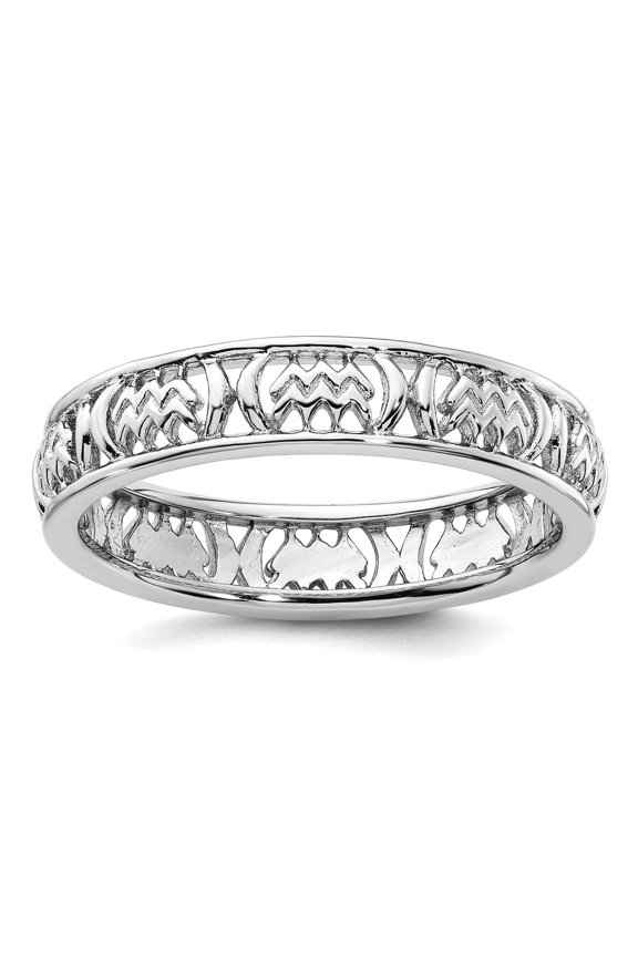 925 Sterling Silver Stackable Aquarius Zodiac Ring Size 8 Stackable Ring for Women - 2.0 Grams