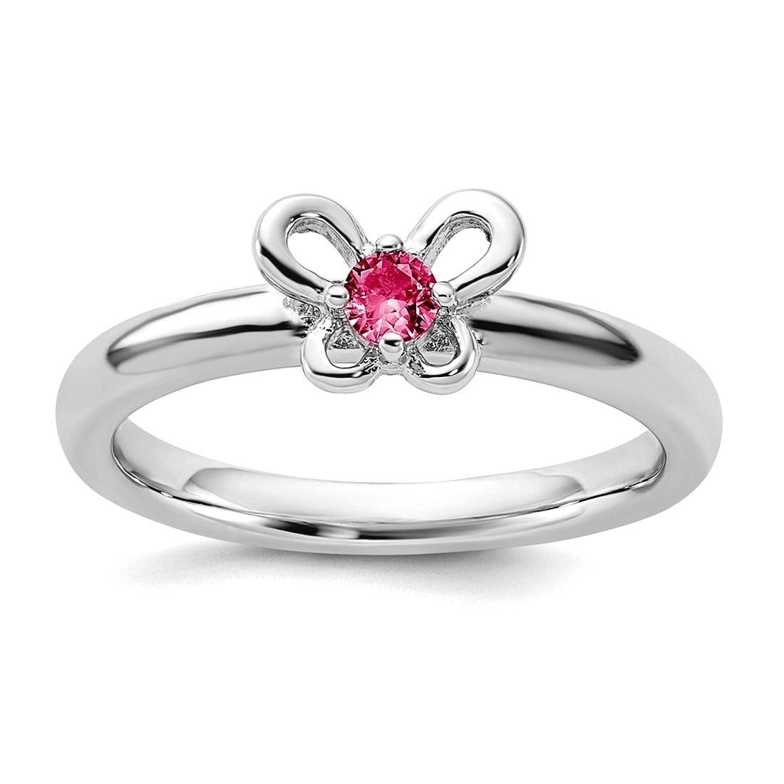 925 Sterling Silver Stackable Created Pink Sapphire Ring Size 7 ...
