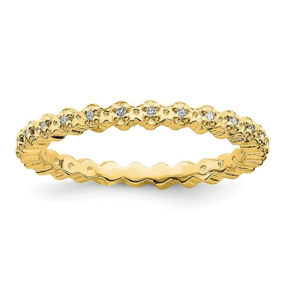 925 Sterling Silver Stackable Diamond Gold-plated Ring Eternity Band Size 9 (.09 cttw.)
