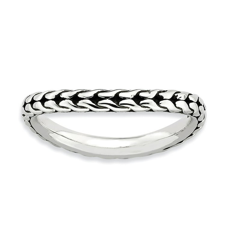 Sterling Silver Stackable Expressions Antiqued Patterned Ring Sterling Silver Stackable Expressions Antiqued Patterned Ring