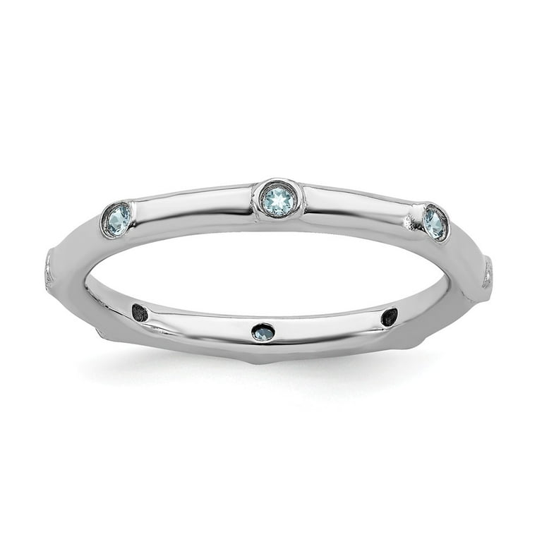 Sterling Silver Stackable Expressions Aquamarine Round Ring Sterling Silver Stackable Expressions Aquamarine Round Ring