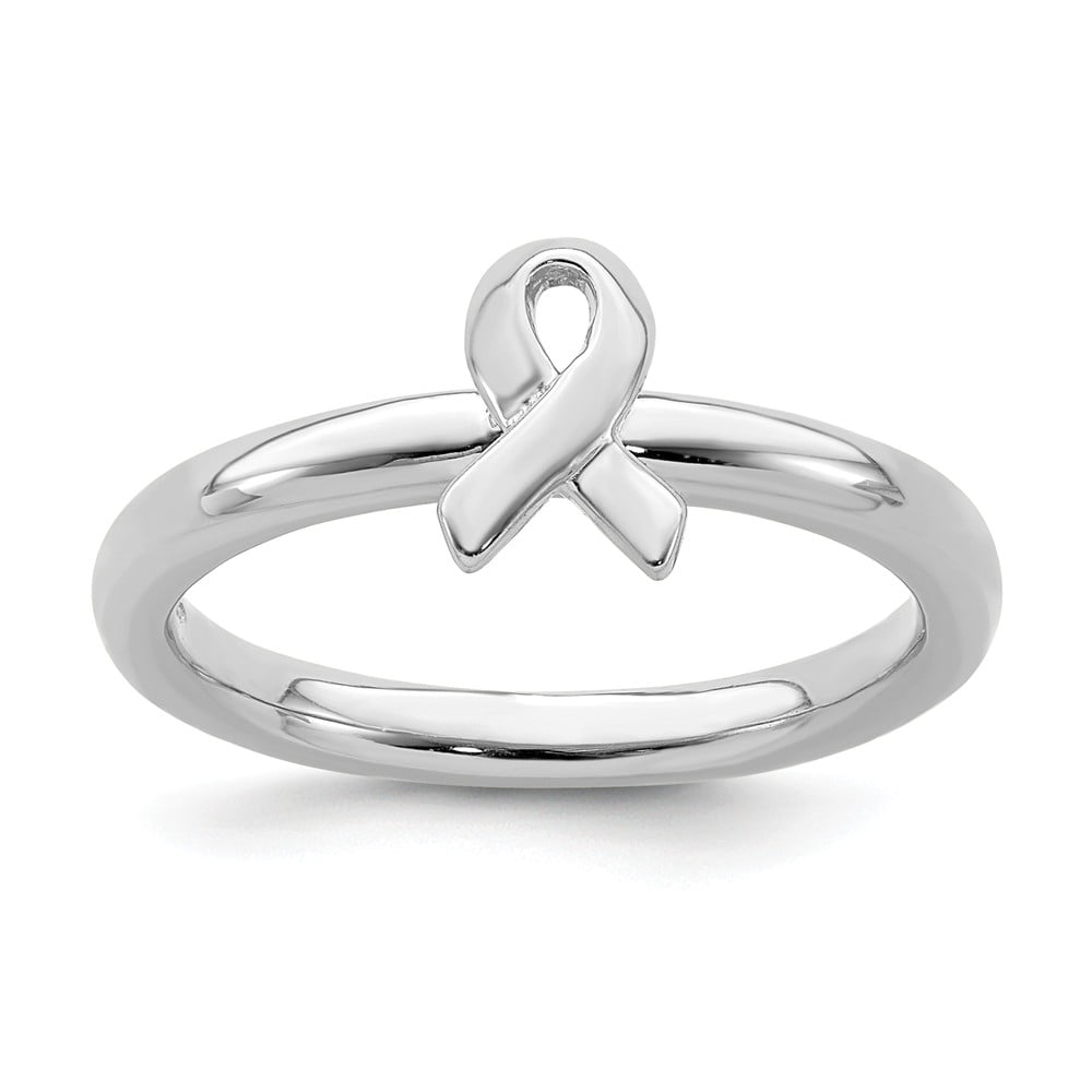 925 Sterling Silver Stackable Expressions Awareness Ribbon Ring Size: 6 ...