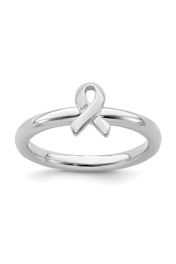925 Sterling Silver Stackable Expressions Awareness Ribbon Ring Size: 9; for Adults and Teens; for Women and Men