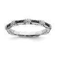 thumbnail image 1 of 925 Sterling Silver Stackable Expressions Black & White Diamond Ring Size: 7; for Adults and Teens; for Women and Men, 1 of 5