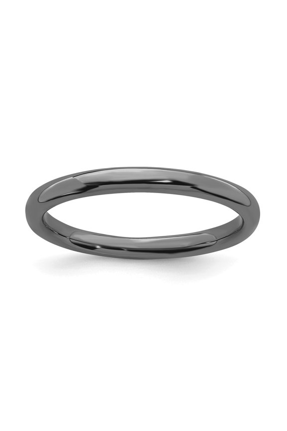 925 Sterling Silver Stackable Expressions Black-plated Polished Ring Size: 5; for Adults and Teens; for Women and Men