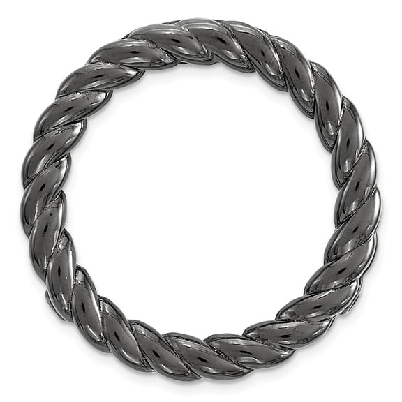 925 Sterling Silver Stackable Expressions Blk-plated Med Polished Chain Slide; for Adults and Teens; for Women and Men