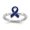 thumbnail image 1 of 925 Sterling Silver Stackable Expressions Blue Enameled Awareness Ribbon Ring Size: 7; for Adults and Teens; for Women and Men, 1 of 5