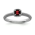 thumbnail image 1 of 925 Sterling Silver Stackable Expressions Checker-cut Cr Ruby Antiqued Ring Size: 9; for Adults and Teens; for Women and Men, 1 of 5