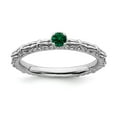 thumbnail image 1 of 925 Sterling Silver Stackable Expressions Created Emerald Single Stone Ring Size: 5; for Adults and Teens; for Women and Men, 1 of 5