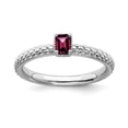 thumbnail image 1 of 925 Sterling Silver Stackable Expressions Created Ruby Single Stone Ring Size: 8; for Adults and Teens; for Women and Men, 1 of 5
