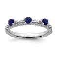 thumbnail image 1 of 925 Sterling Silver Stackable Expressions Created Sapphire Three Stone Ring Size: 9; for Adults and Teens; for Women and Men, 1 of 5