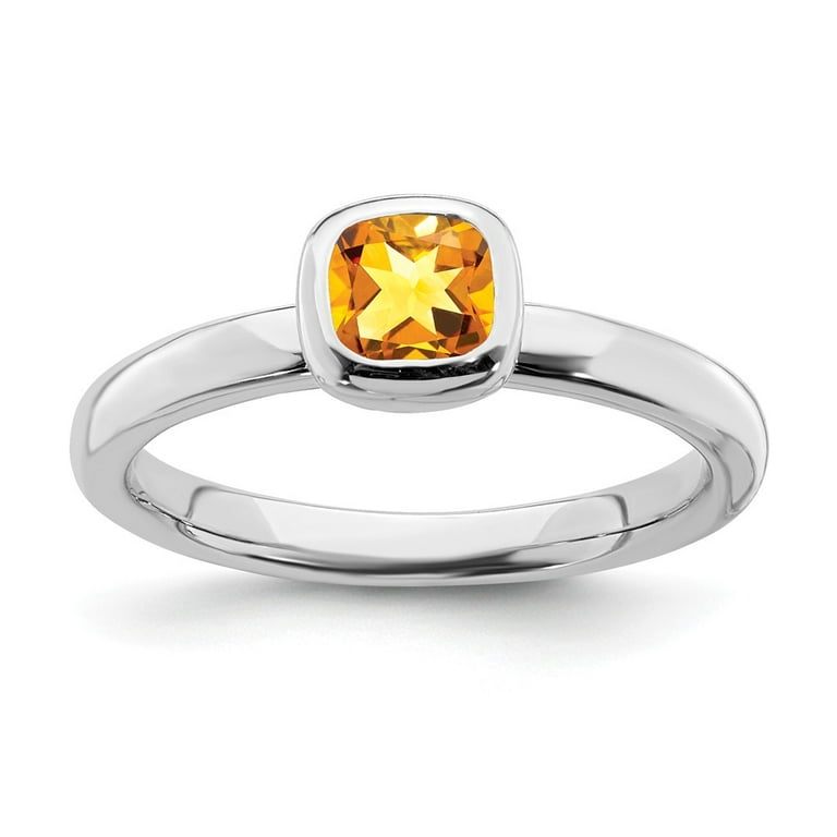 Sterling Silver Stackable Expressions Cushion Citrine Ring Sterling Silver Stackable Expressions Cushion Citrine Ring