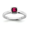 thumbnail image 1 of 925 Sterling Silver Stackable Expressions Cushion Cut Created Ruby Ring Size: 8; for Adults and Teens; for Women and Men, 1 of 5