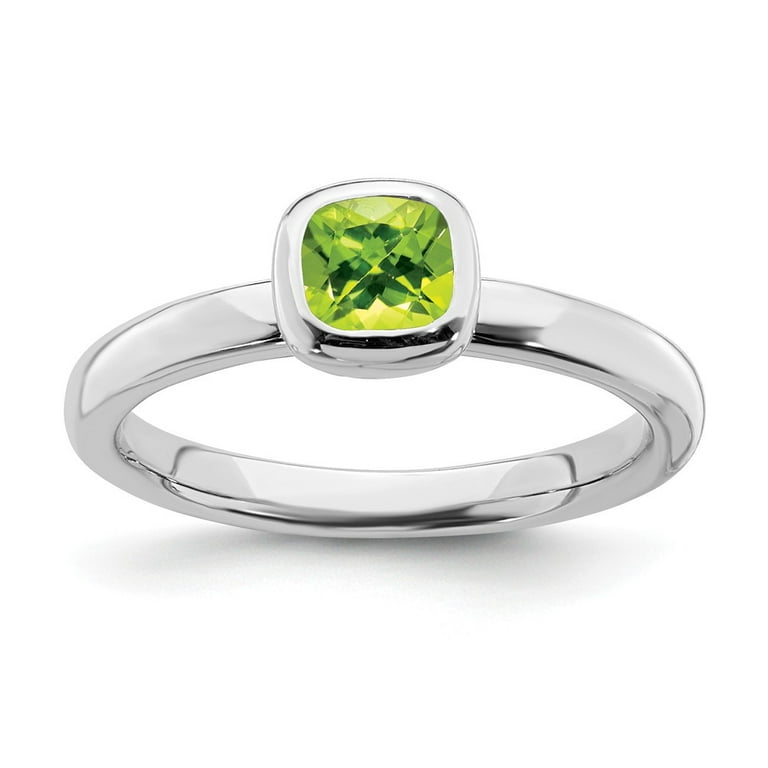 Sterling Silver Stackable Expressions Cushion Cut Peridot Ring Sterling Silver Stackable Expressions Cushion Cut Peridot Ring