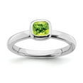 thumbnail image 1 of 925 Sterling Silver Stackable Expressions Cushion Cut Peridot Ring Size: 9; for Adults and Teens; for Women and Men, 1 of 5
