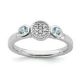 thumbnail image 1 of 925 Sterling Silver Stackable Expressions Dbl Round Aquamarine & Dia. Ring Size: 10; for Adults and Teens; for Women and Men, 1 of 5