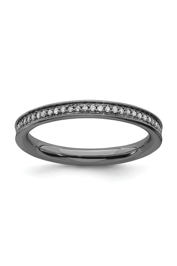 925 Sterling Silver Stackable Expressions & Diamonds Black-plated Ring Size: 7; for Adults and Teens; for Women and Men