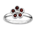 thumbnail image 1 of 925 Sterling Silver Stackable Expressions Garnet Flower Ring Size: 10; for Adults and Teens; for Women and Men, 1 of 5