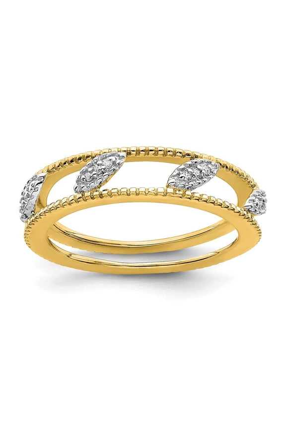 925 Sterling Silver Stackable Expressions Gold-plated Diamond Jacket Ring Size: 5; for Adults and Teens; for Women and Men