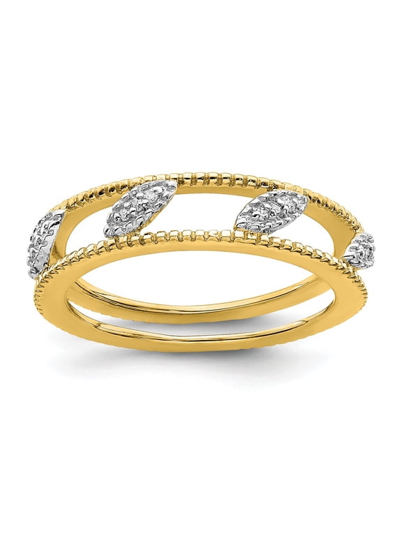 925 Sterling Silver Stackable Expressions Gold-plated Diamond Jacket Ring Size: 6; for Adults and Teens; for Women and Men