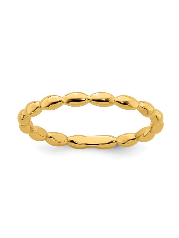 925 Sterling Silver Stackable Expressions Gold-plated Rice Ring Size: 7; for Adults and Teens; for Women and Men