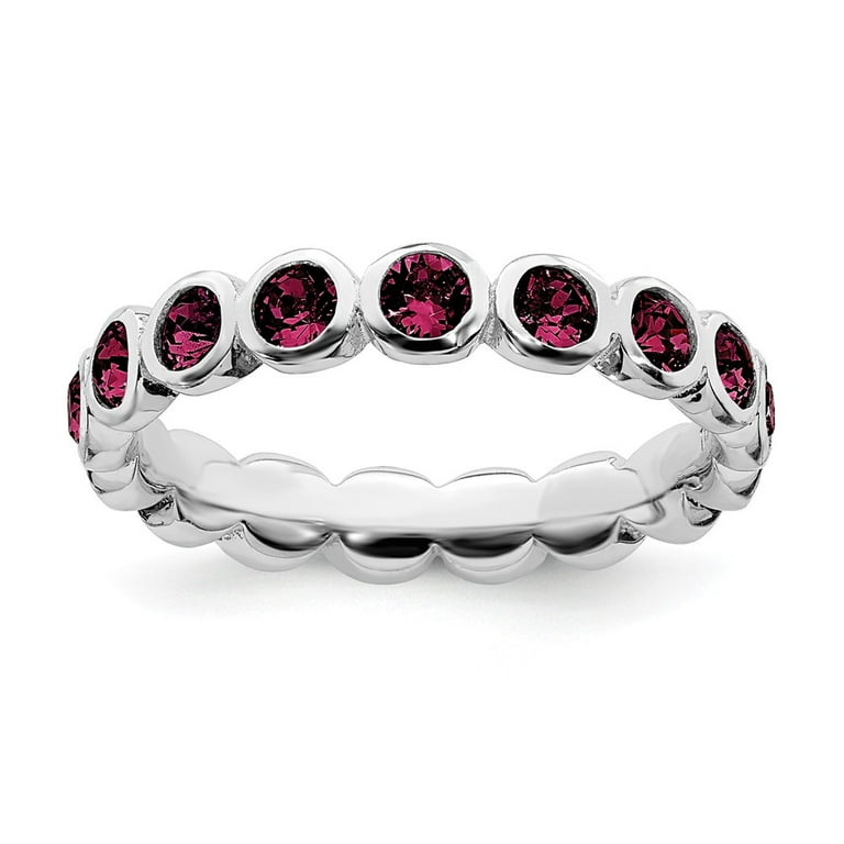 Sterling Silver Stackable Expressions October Pink Swarovski Eternity Ring Sterling Silver Stackable Expressions October Pink Swarovski Eternity Ring