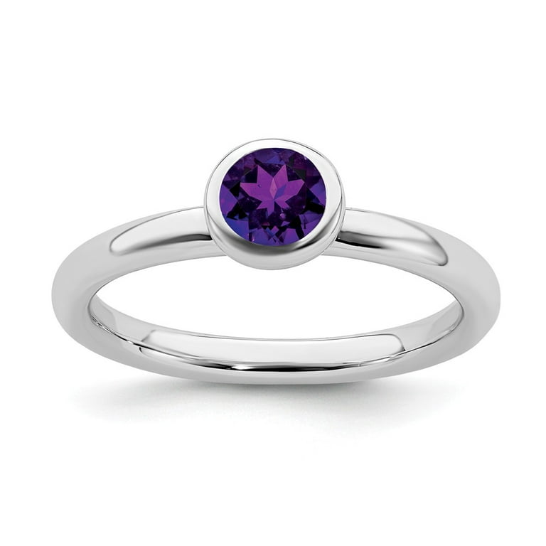 Sterling Silver Stackable Expressions Amethyst Round Ring Sterling Silver Stackable Expressions Amethyst Round Ring