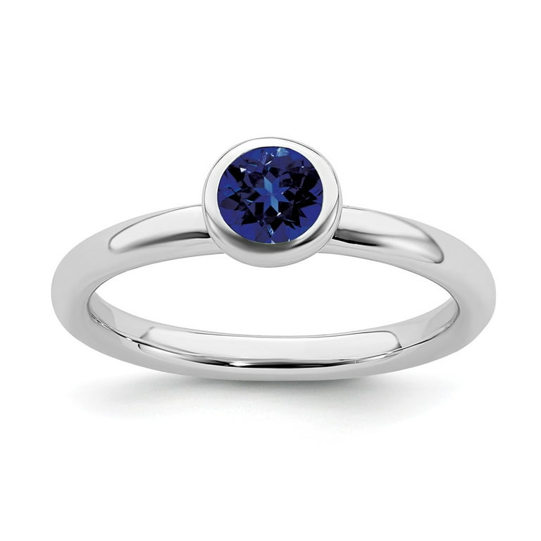 Sterling Silver Stackable Expressions Created Blue Sapphire Round Ring Sterling Silver Stackable Expressions Created Blue Sapphire Round Ring