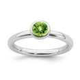 thumbnail image 1 of 925 Sterling Silver Stackable Expressions Low 5mm Round Peridot Ring Size: 7; for Adults and Teens; for Women and Men, 1 of 5