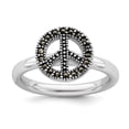 thumbnail image 1 of 925 Sterling Silver Stackable Expressions Marcasite Peace Sign Ring Size: 8; for Adults and Teens; for Women and Men, 1 of 5