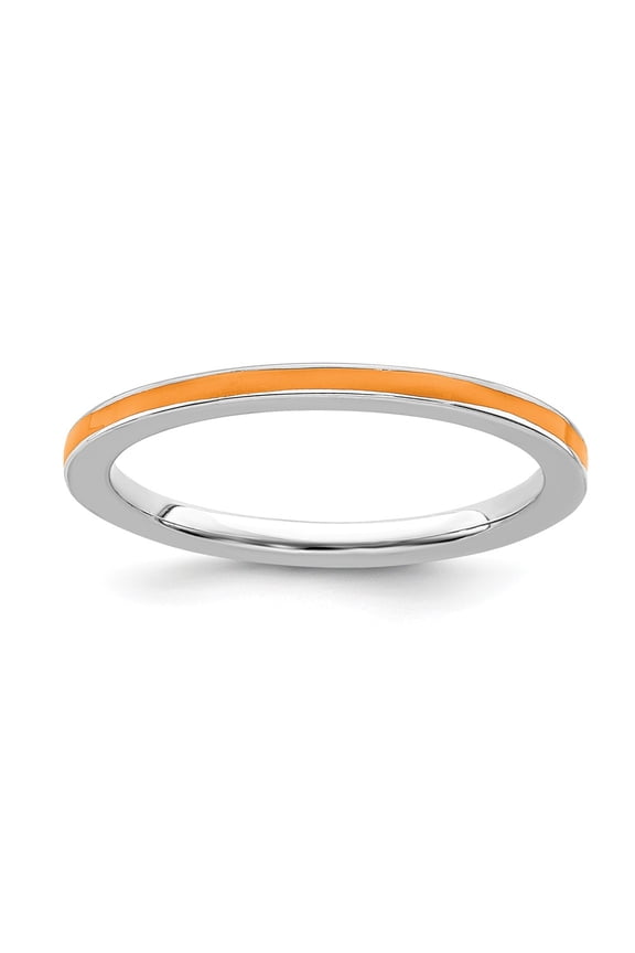925 Sterling Silver Stackable Expressions Orange Enameled 1.5mm Ring Size: 10; for Adults and Teens; for Women and Men
