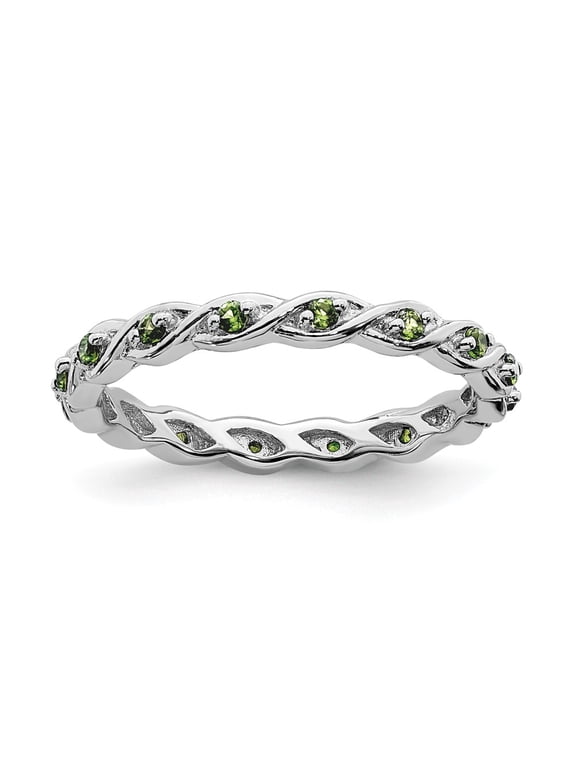 925 Sterling Silver Stackable Expressions Peridot Ring S:5
