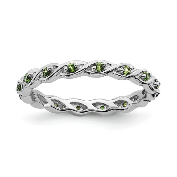 925 Sterling Silver Stackable Expressions Peridot Ring S:5
