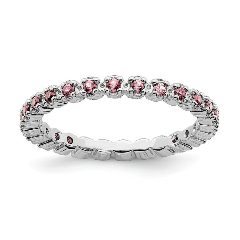 Sterling Silver Stackable Expressions Ruby & Diamond Alternating Eternity Ring Sterling Silver Stackable Expressions Ruby & Diamond Alternating Eternity Ring