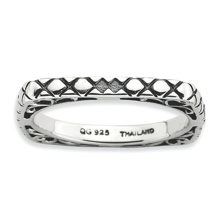 Sterling Silver Stackable Expressions Antiqued Patterned Ring Sterling Silver Stackable Expressions Antiqued Patterned Ring