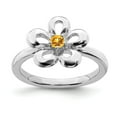 thumbnail image 1 of 925 Sterling Silver Stackable Expressions Polished Citrine Flower Ring Size: 7; for Adults and Teens; for Women and Men, 1 of 5