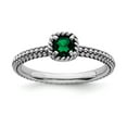 thumbnail image 1 of 925 Sterling Silver Stackable Expressions Polished Cr. Emerald Ring Size: 8; for Adults and Teens; for Women and Men, 1 of 5