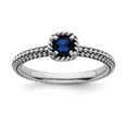 thumbnail image 1 of 925 Sterling Silver Stackable Expressions Polished Cr. Sapphire Ring Size: 9; for Adults and Teens; for Women and Men, 1 of 5