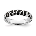 thumbnail image 1 of 925 Sterling Silver Stackable Expressions Polished Enameled Animal Print Ring Size: 6; for Adults and Teens; for Women and Men, 1 of 5