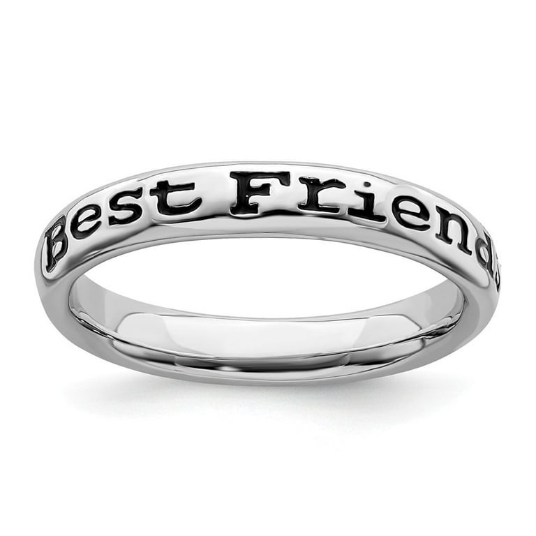 Sterling Silver Stackable Expressions Enameled Best Friends Ring Sterling Silver Stackable Expressions Enameled Best Friends Ring